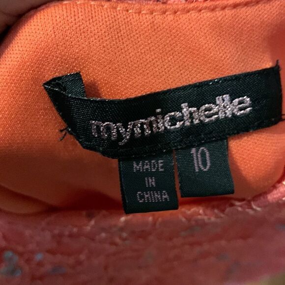 My Michelle size 10 peach Sequined lace dress - Picture 5 of 7